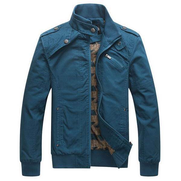 Blouson Homme Fashion Outwear Jacket Casual Coton Bleu